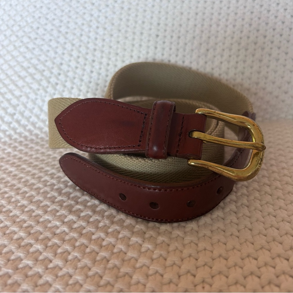 Coach 3880 Belt Canvas Brown Leather Trim & Brass Buckle 40”